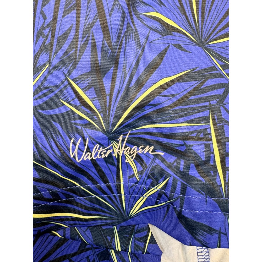 Walter Hagen 11 Mens XXL Blue Tropical Palm Leaf Golf Polo Shirt Short Sleeve - Picture 4 of 8